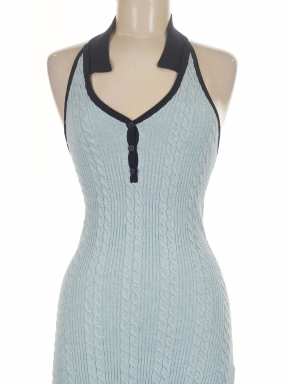 Sweet chilling blue collar golf sweater dress